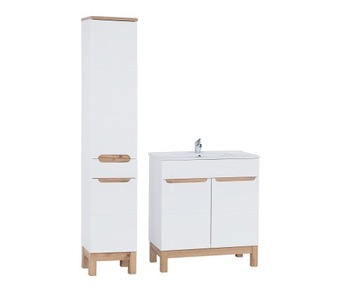 Zestaw mebli łazienkowych Bali 80 cm biały, szafka z umywalką+słupek+syfon