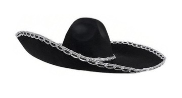 Мексиканская шляпа сомбреро, 55см, БОЛЬШАЯ ЗОЛОТАЯ РЕЗИНКА