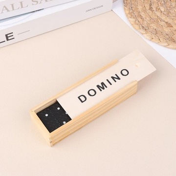 DREWNIANE DOMINO DLA DZIECI Z ETUI KLOCKI DO PRZEWRACANIA GRA DREWNA TANIE