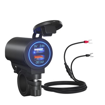 Motocyklowa podwójna ładowarka USB, wodoodporny