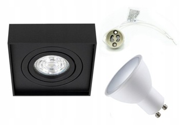 OPRAWA PODTYNKOWA HALOGENOWA MINI LED RUCHOMA KWADR CZARNA EDO +ŻARÓWKA LED