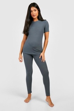 2D13 SZARY CIĄŻOWY KOMPLET T-SHIRT LEGGINSY BOOHOO XL