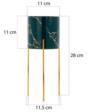 Стильный зеленый вазон на металлической подставке.