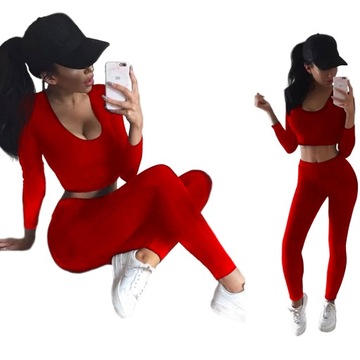 BORDOWY KOMPLET BLUZKA TOP z FALBANKA+ SPODNIE LEGGINSY na GUMCE XS/S