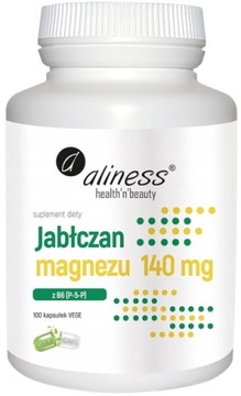 Aliness JABŁCZAN MAGNEZU z B6 140mg 100 kaps Równowaga hormonalna Magnez