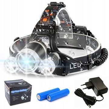 MOCNA LATARKA CZOŁOWA LED CREE T6 WODOODPORNA