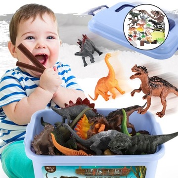 Набор фигурок динозавров в чемодане, яйца динозавров, креативные очки динозавров.