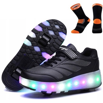 SWIECACE BUTOROLKI BUTY Z ROLKAMI LED ROLKI WROTKI R.28-40