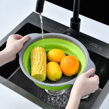 СКЛАДНОЙ СИЛИКОНОВЫЙ ДРУГЛАД, СИТНО, КАПЕЛЬНИЦА С РУЧКАМИ, ЕМКОСТЬ