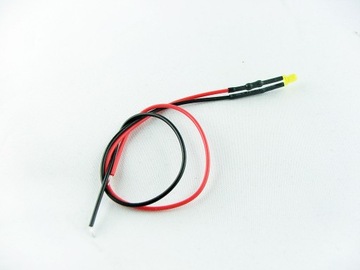 DIODA LED 3mm 12V DC ŻÓŁTA Z PRZEWODEM 20cm