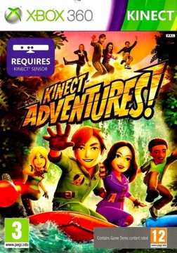 KINECT SENSOR RUCHU CZARNY XBOX 360 + GRA KINECT ADVENTURES RODZINNA ZABAWA