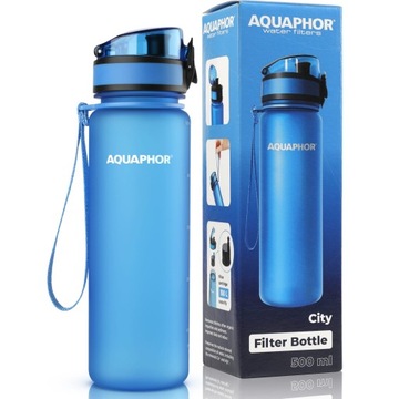 Bidon, butelka filtrująca AQUAPHOR City 0,5l TRITAN + filtr wody, Niebieska