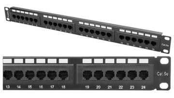 PATCH PANEL 24 port kat 5E UTP czarny RACK Patchpanel 19