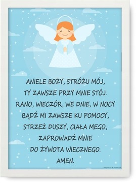 Obrazek, plakat modlitwa WZORY A3 ANIELE BOŻY + RAMKA WZORY