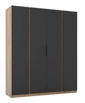 Szafa KAJA 4 drzwi 200cm x 239cm półki drążek kolor czarnym z dąb evoke