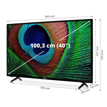 LED-ТВ 40 ДЮЙМОВ FULL HD DVB-T2 HEVC HDMI USB МЕНЮ PL ANDROID TV NETFLIX