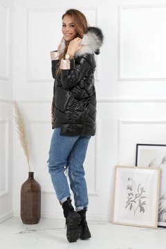 KURTKA DAMSKA PARKA PŁASZCZ PIKOWANA ZIMA Z KAPTUREM CIEPŁA KOL 48 4XL 2232