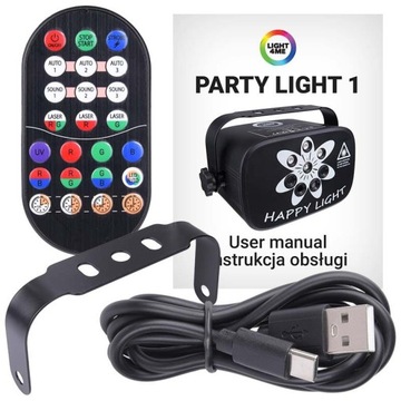 МУЛЬТИФЕКТНАЯ СВЕТОДИОДНАЯ ПОДСВЕТКА ЦВЕТНАЯ ПОДСВЕТКА ДЛЯ ДИСКОТЕЧНОСТИ RGB УФ ЛАЗЕР + ПУЛЬТ ДИСТАНЦИОННОГО УПРАВЛЕНИЯ