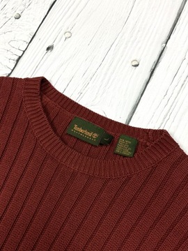 TIMBERLAND Vintage 90s Bawełniany Sweter Męski Miedziany Logowany r. L