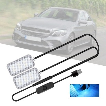 USB-светодиодные автомобильные фонари, универсальные водонепроницаемые с переключателем 5 В, синий окружающий свет
