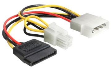Adapter kablowy Molex wt 4 pin - SATA 15 pin gn + P4 wt