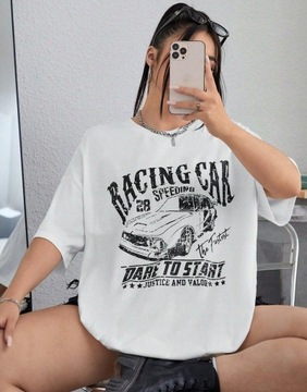 SHEIN CURVE T-SHIRT BIAŁY PRINT Shein
