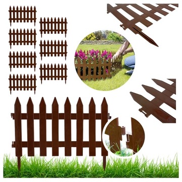 Obrzeże Płotek Palisada Ogrodowa 28cm x 3,2m Brązowy Płot Plastikowy Niski