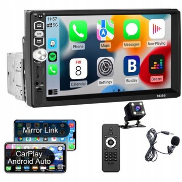 ODTWARZACZ MP5 BLUETOOTH, UNIWERSALNY PRZEWODOWY OBRAZ COFANIA CARPLAY