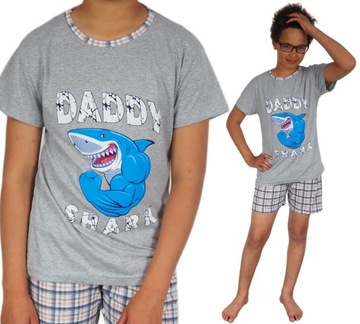 Piżama młodzieżowa 164/170 (L) SHARK krata SZORTY