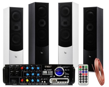 ZESTAW STEREO KOLUMNY 500W WZMACNIACZ BLUETOOTH USB RADIO
