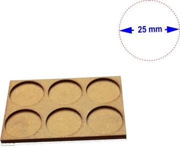 Movement Tray 25 mm 2x3x25 HDF/MDF / Mod Trays 2 szt.