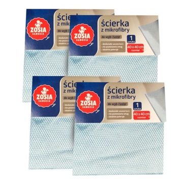 4X ŚCIERKA MIKROFIBRY ZOSIA SAMOSIA DO SZYB LUSTER
