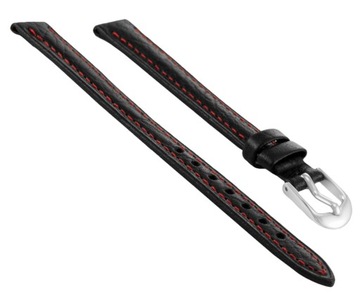 Czarny pasek skórzany do zegarka damskiego 14 mm Bisset BS-157 14mm