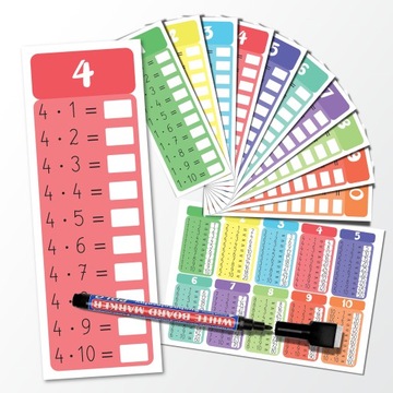 Tabliczka mnożenia karty pracy 10 szt + marker