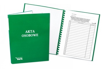 Teczka Akt Osobowych ABCDE, binda wewnętrzna, twarda, z treścią - zielona