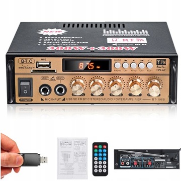 WZMACNIACZ HIFI MINI BLUETOOTH USB STEREO AMPLIFIER 220V 300W
