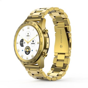 Elegancki smartwatch z paskiem w kolorze złotym