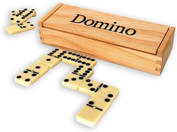 DOMINO KLOCKI TRADYCYJNE ZESTAW DREWNIANE ETUI