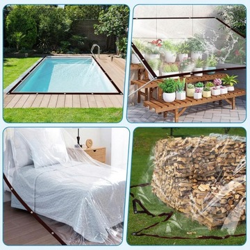 PLANDEKA PRZEZROCZYSTA OGRODOWA TARASOWA WODOODPORNA Z OCZKAMI ANTY-UV 2X3M