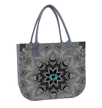 Torebka filcowa na ramię, z zamkiem Bertoni Lady - z nadrukiem Look