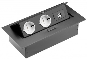 Przedłużacz biurkowy 2x gniazdo schuko 2xUSB czarn
