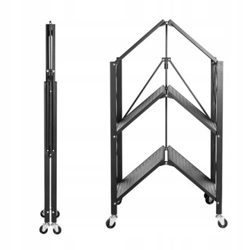 СКЛАДНОЙ ШКАФ-КНИЖНЫЙ ШКАФ С 3 ПОЛКАМИ, ЧЕРНАЯ СТАЛЬ