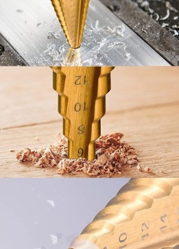 СТУПЕНЧАТЫЕ КОНИЧЕСКИЕ СВЕРЛА ДЛЯ МЕТАЛЛА, ДЕРЕВА, ПЛАСТИКА, НАБОР ЛИСТОВ 4-32 ММ