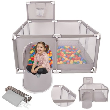ВОСПРОИЗВЕДЕНИЕ С КОРЗИНОЙ, СУХОЙ БАССЕЙН ДЛЯ ДЕТЕЙ, 400 ШАРИКОВ KK-100X СВЕТЛО-СЕРЫЙ