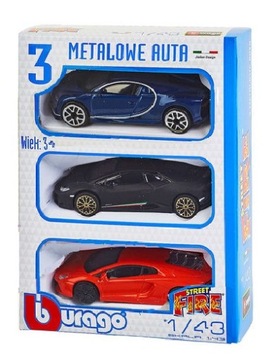 НАБОР ИЗ 3 МАШИН BURAGO, темно-синий, черный, красный 1:43