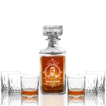 KARAFKA NA WHISKY+6 SZKLANEK DLA DZIADKA GRAWER Y9