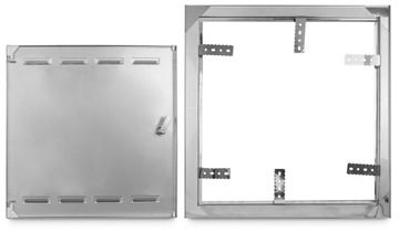 Газовая дверь из полированной нержавеющей стали 50х50 см.