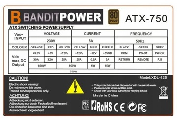 БЛОК ПИТАНИЯ ATX 750 Вт 80+ 14 СМ 4xSATA 2xMOLEX 2xPCI-e