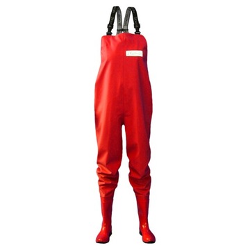 Modne SPODNIOBUTY Wodery damskie czerwone 3Kamido, spodnie z kaloszami r 39