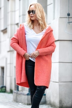 F618 Толстый КАПЮШОН КАРДИГАН оверсайз, гладкий